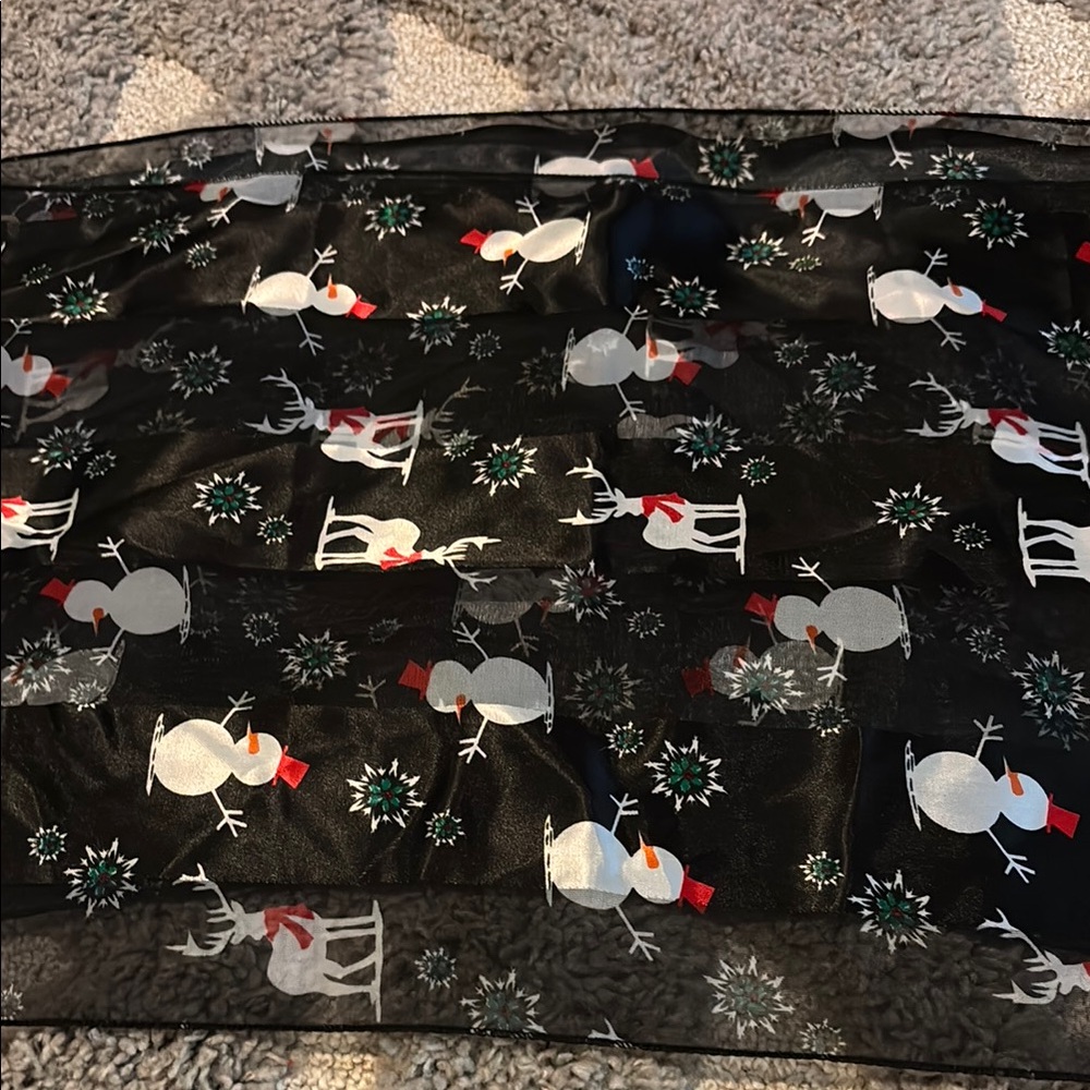Festive Snowman/Reindeer Black Scarf